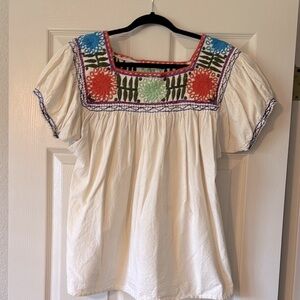 Embroidered Cream Top